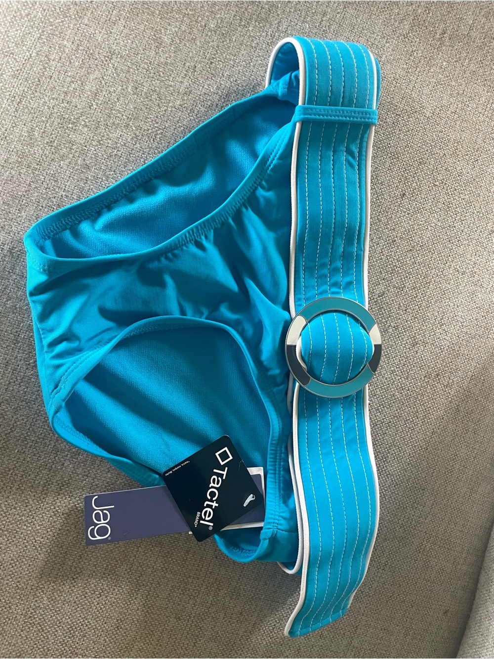 Jag Jeans Turquoise One-Shoulder Bikini Bottom with Ring Belt